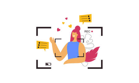 Web bloggers, vloggers, or content makers isolated illustrationのイラスト素材