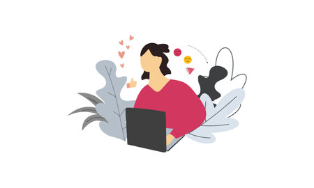 Web bloggers, vloggers, or content makers isolated illustrationのイラスト素材