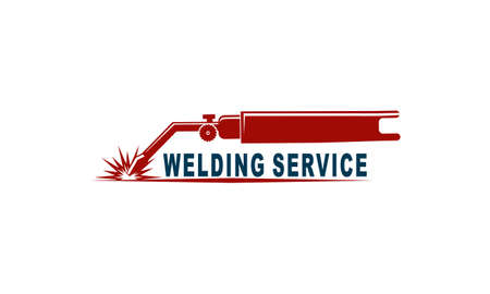 Welding torch with spark logo design. Welder tool vector designのイラスト素材