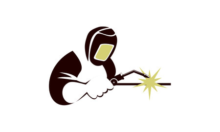 Welder worker welding torch retro. Logo vectorのイラスト素材
