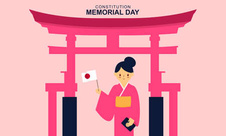 Flat japanese constitution memorial day illustrationのイラスト素材