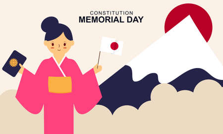 Flat japanese constitution memorial day illustrationのイラスト素材