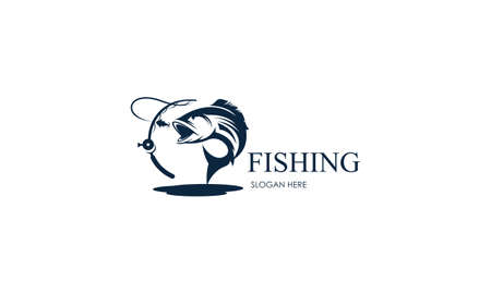 Vintage fishing logo template, uniqe fishing logoのイラスト素材