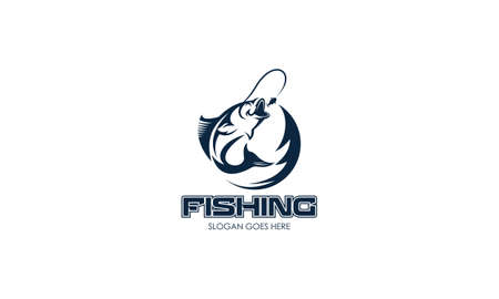 Vintage fishing logo template, uniqe fishing logoのイラスト素材