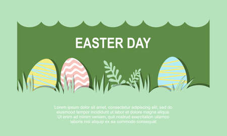 Happy easter, easter eggs greeting card illustration