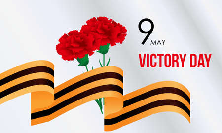 Russian victory day with carnation and ribbonsのイラスト素材