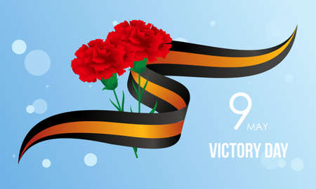 Russian victory day with carnation and ribbonsのイラスト素材