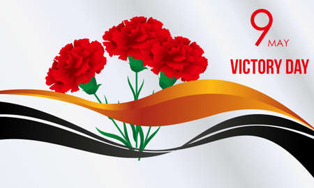 Russian victory day with carnation and ribbons