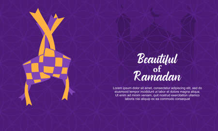 eid al fitr background with traditional ketupat compositionのイラスト素材