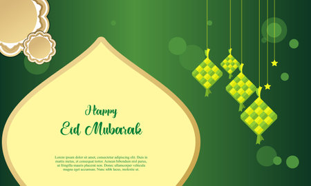 eid al fitr background with traditional ketupat compositionのイラスト素材