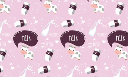Milk cow seamless patternのイラスト素材