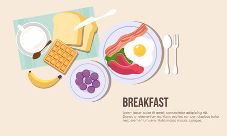 Breakfast food, delicious pancakes backgroundのイラスト素材