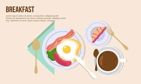 Breakfast food, delicious pancakes backgroundのイラスト素材