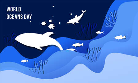 World oceans day concept illustrationのイラスト素材