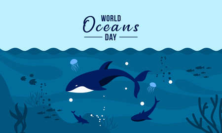 World oceans day concept illustration