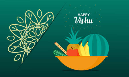 Flat design happy vishu illustrationのイラスト素材