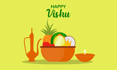 Flat design happy vishu illustrationのイラスト素材