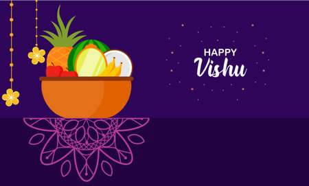 Flat design happy vishu illustrationのイラスト素材