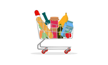 Shopping basket with products logo designのイラスト素材