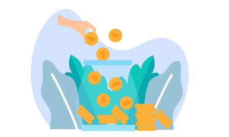 Fundraising, charity and money donation conceptのイラスト素材