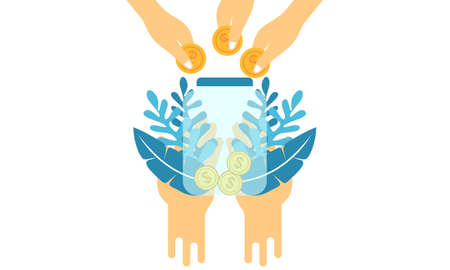 Fundraising, charity and money donation conceptのイラスト素材