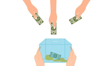 Fundraising, charity and money donation conceptのイラスト素材