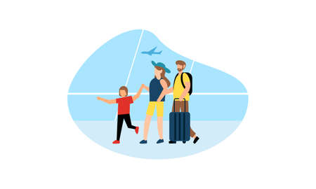 Family vacation travel, family trip illustrationのイラスト素材
