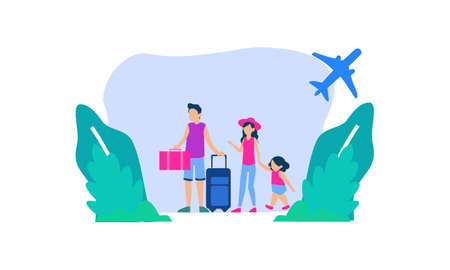 Family vacation travel, family trip illustrationのイラスト素材