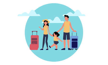 Family vacation travel, family trip illustrationのイラスト素材