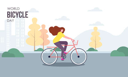 Cartoon world bicycle day illustrationのイラスト素材