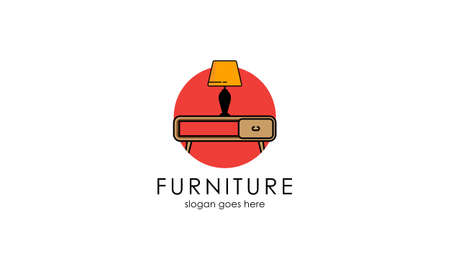 Interior minimalist room, gallery furniture logo design vectorのイラスト素材