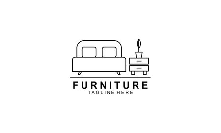Interior minimalist room, gallery furniture logo design vectorのイラスト素材
