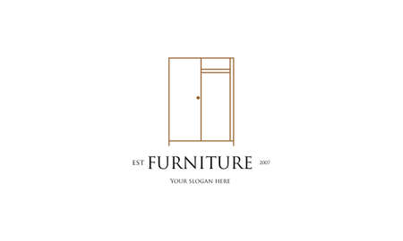 Interior minimalist room, gallery furniture logo design vectorのイラスト素材