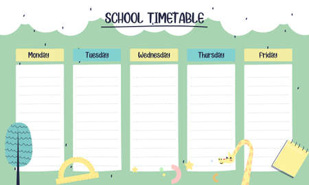 Kids school planner grafis. School timetable for studentのイラスト素材