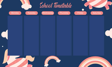 Kids school planner grafis. School timetable for studentのイラスト素材