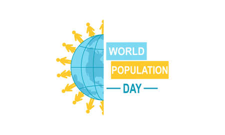 Flat world population day illustration