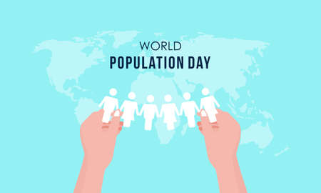Flat world population day illustration