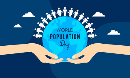 Flat world population day illustrationのイラスト素材