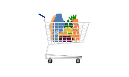 Shopping trolley with products logo designのイラスト素材