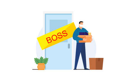 Unemployment, jobless from  virus outbreak, company closed and business shut downのイラスト素材