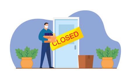 Unemployment, jobless from  virus outbreak, company closed and business shut downのイラスト素材
