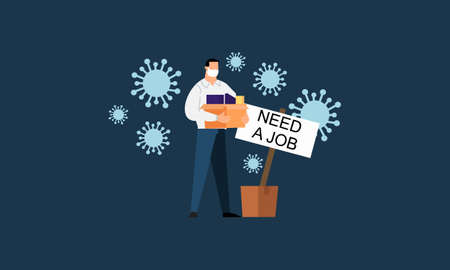 Unemployment, jobless from  virus outbreak, company closed and business shut downのイラスト素材