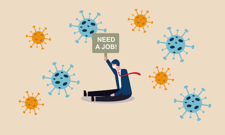 Unemployment, jobless from  virus outbreak, company closed and business shut downのイラスト素材