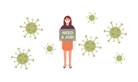 Unemployment, jobless from  virus outbreak, company closed and business shut downのイラスト素材