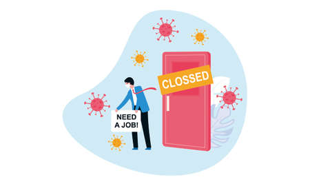 Unemployment, jobless from  virus outbreak, company closed and business shut downのイラスト素材