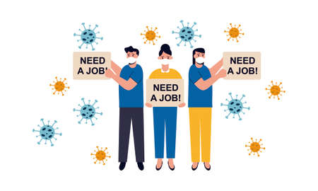 Unemployment, jobless from  virus outbreak, company closed and business shut downのイラスト素材