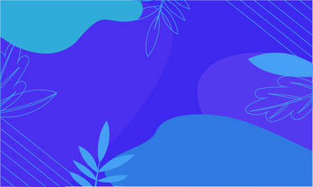 Colorful pastel minimalist background with line leavesのイラスト素材