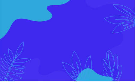 Colorful pastel minimalist background with line leavesのイラスト素材