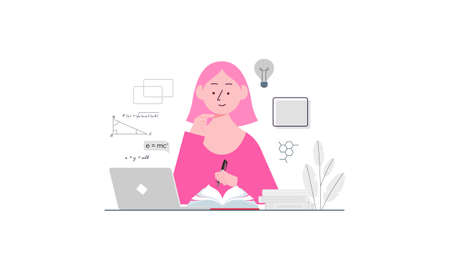 Learning, study online concept illustrationのイラスト素材