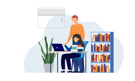 Kids having online lessons concept illustrationのイラスト素材